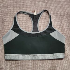 Under Armour Women's Black and Gray Racerback Sports Bra